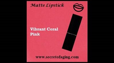 Vibrant Coral Pink Matte Lipstick Cupcake by Secret of Aging