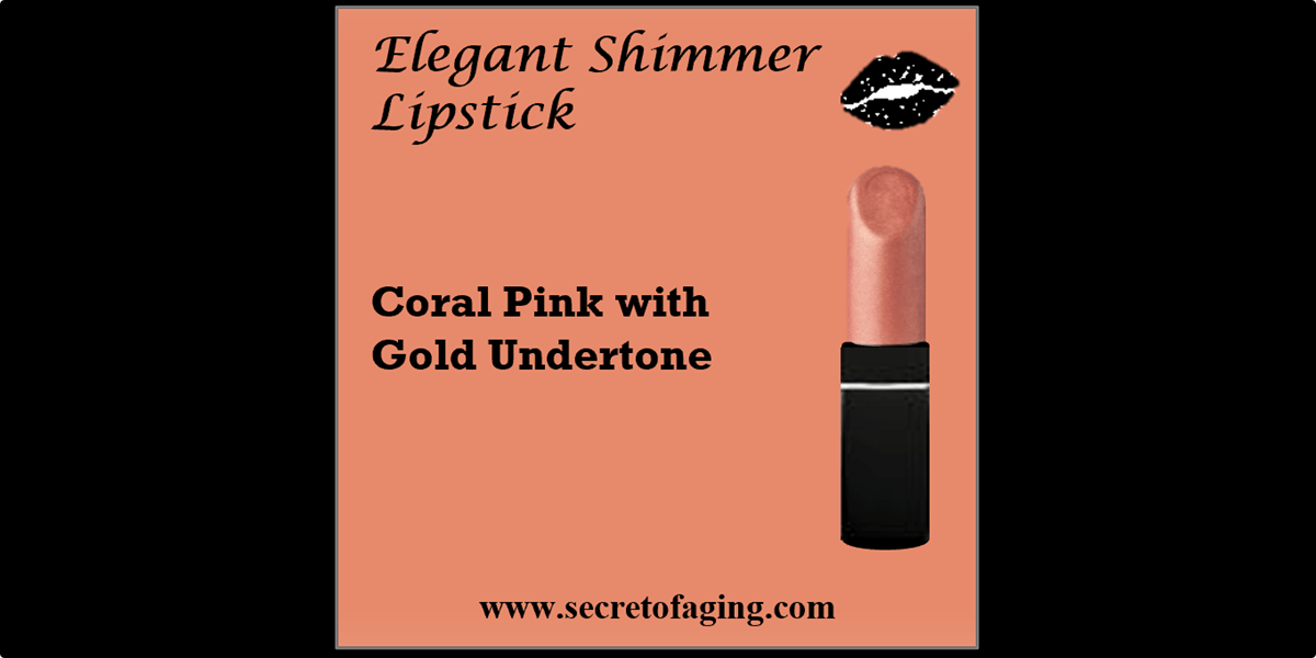 Coral Pink with Gold Undertone Elegant Shimmer Lipstick by Secret of Aging