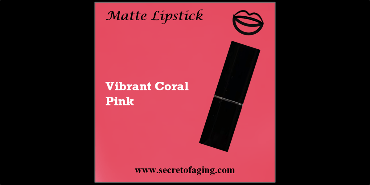 Vibrant Coral Pink Matte Lipstick by Secret of Aging