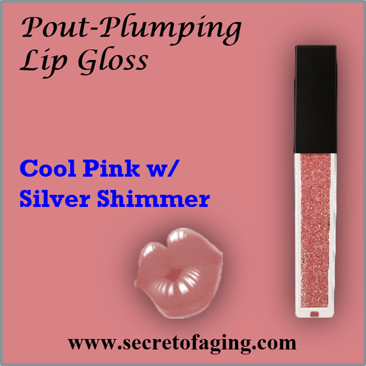 Cool Pink with Silver Shimmer Pout-Plumping Lip Gloss
