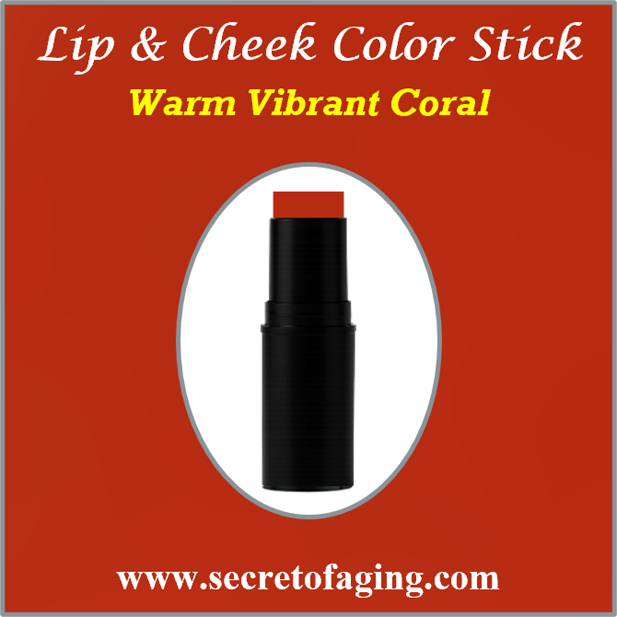 Warm Vibrant Coral Lip and Cheek Color Stick
