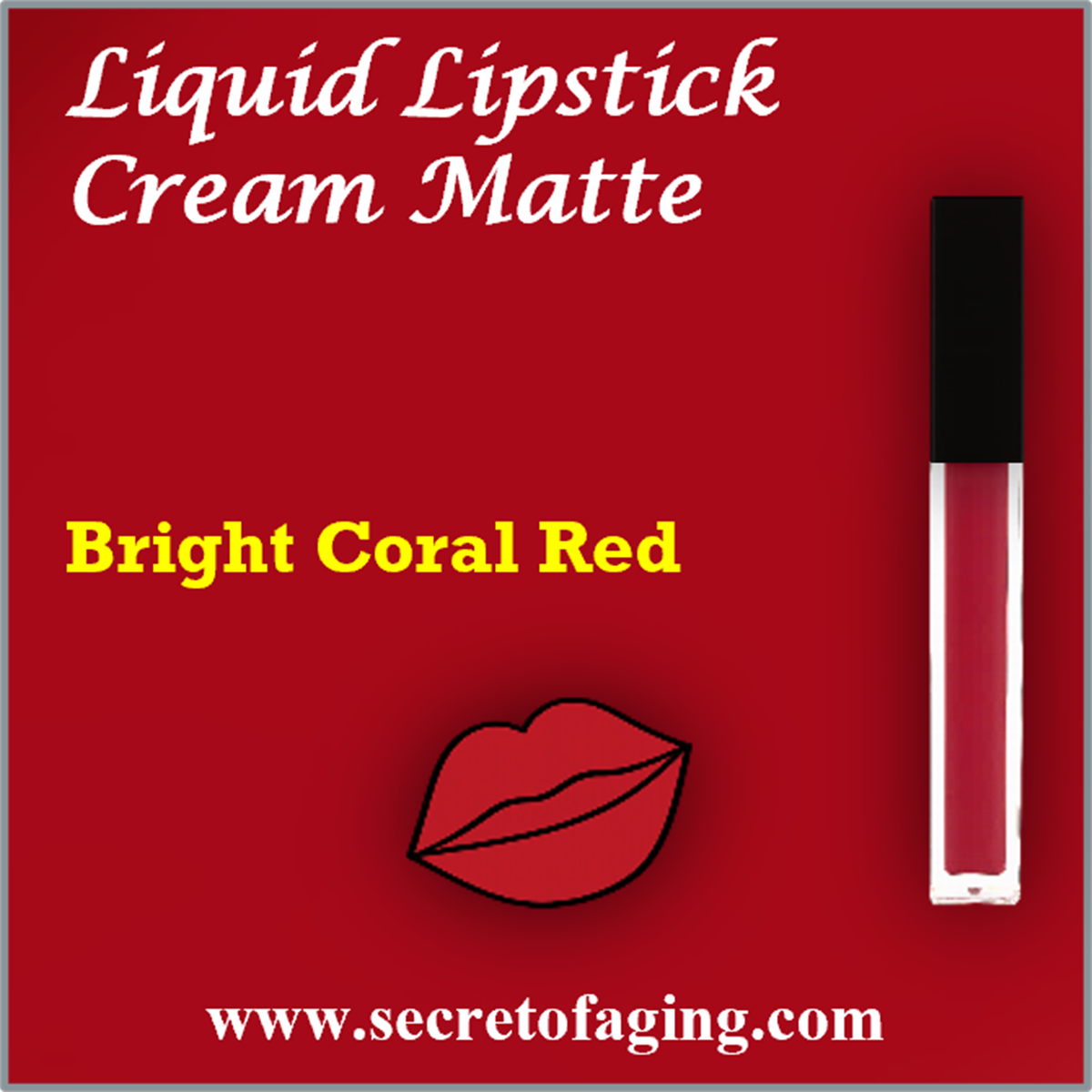 Bright Coral Red Liquid Lipstick Cream Matte