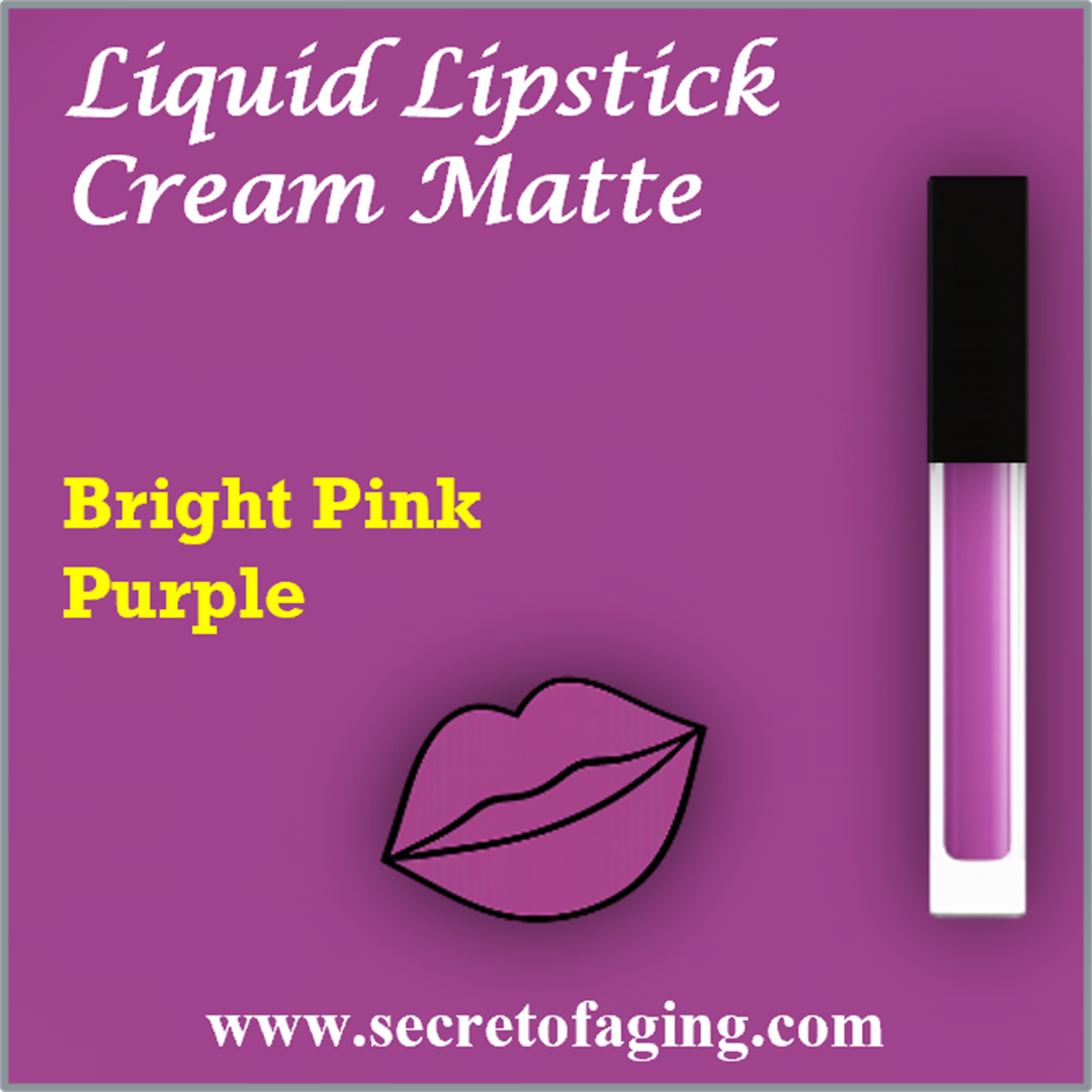 Bright Pink Purple Liquid Lipstick Cream Matte