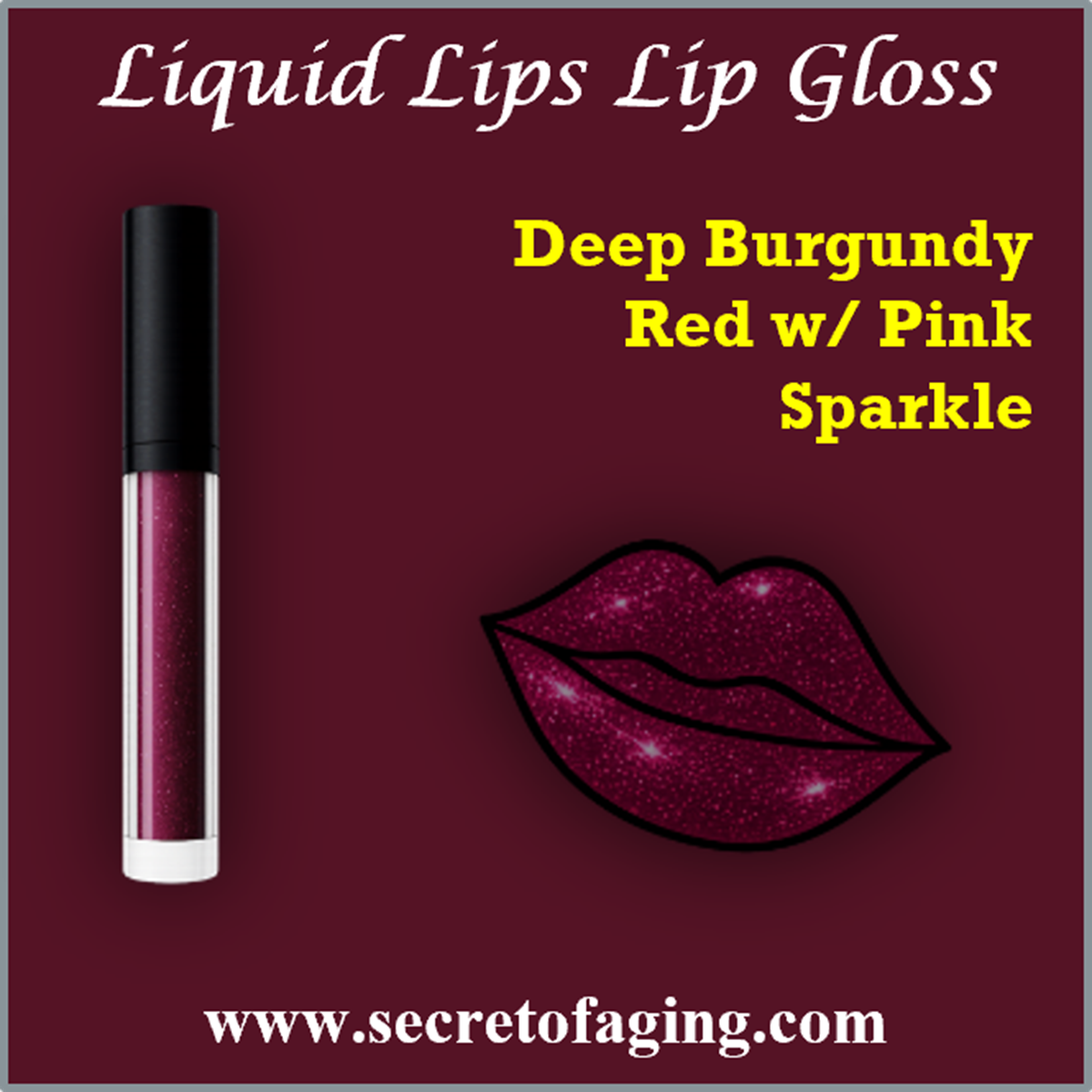 Deep Burgundy Red with Pink Sparkle Liquid Lips Lip Gloss