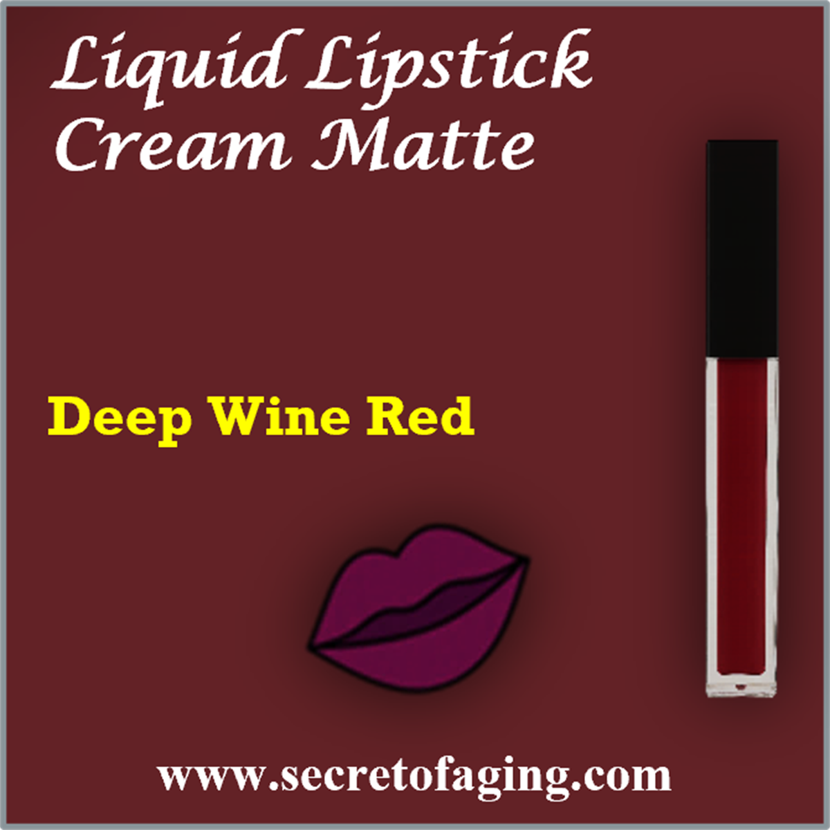 Deep Wine Red Liquid Lipstick Cream Matte