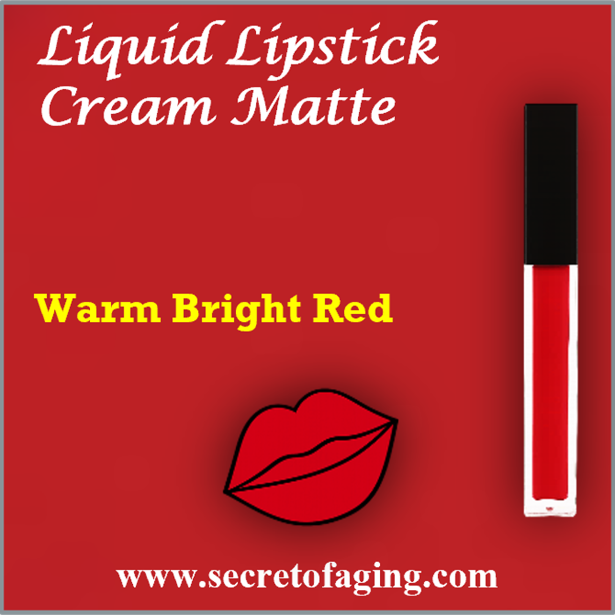 Warm Bright Red Liquid Lipstick Cream Matte